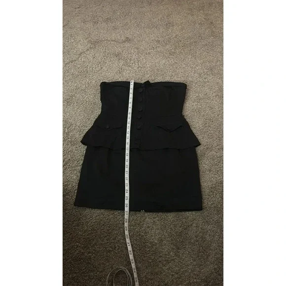 Women's Black Strapless Mini Dress L Party Cocktail Button Detail - Picture 4 of 6